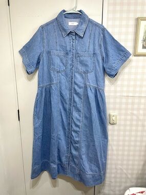 Maye Montana denim shirtdress in light wash blue size L western 90s cottagecore